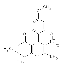 HTS00002 2-amino-4-(4-methoxyphenyl)-7,7-dimethyl-3-nitro-4H-6,7,8-trihydrochromen-5-on e