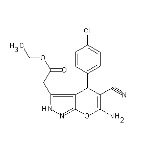 HTS14020 ethyl 2-[6-amino-4-(4-chlorophenyl)-5-cyano-4H-pyrano[2,3-c]pyrazol-3-yl]aceta te