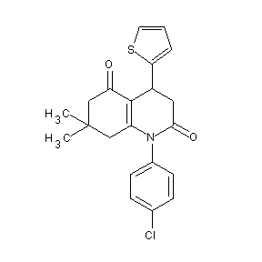 HTS14098 1-(4-chlorophenyl)-7,7-dimethyl-4-(2-thienyl)-1,3,4,6,7,8-hexahydroquinoline-2 ,5-dione