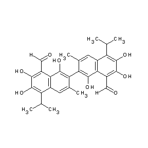 SBB012338 7-[8-formyl-1,6,7-trihydroxy-3-methyl-5-(methylethyl)(2-naphthyl)]-2,3,8-trihy droxy-6-methyl-4-(methylethyl)naphthalenecarbaldehyde