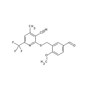 SBB019672 2-[(3-formyl-6-methoxyphenyl)methylthio]-4-methyl-6-(trifluoromethyl)pyridine- 3-carbonitrile