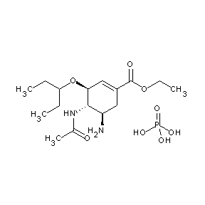 SBB056266 ethyl (3S,4S,5R)-4-(acetylamino)-5-amino-3-(ethylpropoxy)cyclohex-1-enecarboxy late, phosphoric acid