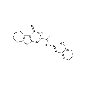 ST000050 N-[(1E)-2-(2-hydroxyphenyl)-1-azavinyl](4-oxo(3,5,6,7,8-pentahydrobenzo[b]thio pheno[2,3-d]pyrimidin-2-yl))carboxamide