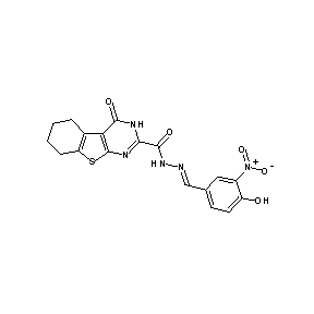 ST000061 N-[(1E)-2-(4-hydroxy-3-nitrophenyl)-1-azavinyl](4-oxo(3,5,6,7,8-pentahydrobenz o[b]thiopheno[2,3-d]pyrimidin-2-yl))carboxamide