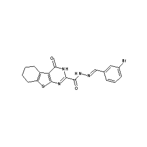 ST000087 N-[(1E)-2-(3-bromophenyl)-1-azavinyl](4-oxo(3,5,6,7,8-pentahydrobenzo[b]thioph eno[2,3-d]pyrimidin-2-yl))carboxamide
