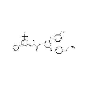 ST000119 N-[3-(4-ethoxyphenoxy)-5-(3-methylphenoxy)phenyl][5-(2-thienyl)-7-(trifluorome thyl)(8-hydro-1,2,4-triazolo[1,5-a]pyrimidin-2-yl)]carboxamide