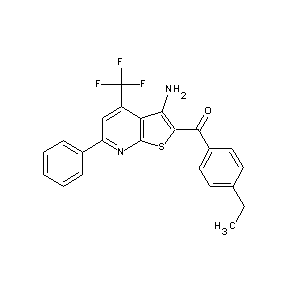 ST000174 3-amino-6-phenyl-4-(trifluoromethyl)thiopheno[2,3-b]pyridin-2-yl 4-ethylphenyl ketone