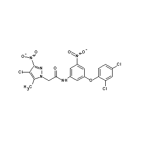 ST000424 N-[5-(2,4-dichlorophenoxy)-3-nitrophenyl]-2-(4-chloro-5-methyl-3-nitropyrazoly l)acetamide