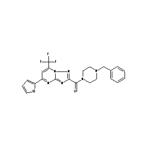 ST000989 4-benzylpiperazinyl 5-(2-thienyl)-7-(trifluoromethyl)(8-hydro-1,2,4-triazolo[1 ,5-a]pyrimidin-2-yl) ketone