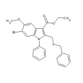 ST002230 ethyl 6-bromo-5-methoxy-1-phenyl-2-[(phenylmethylthio)methyl]indole-3-carboxyl ate