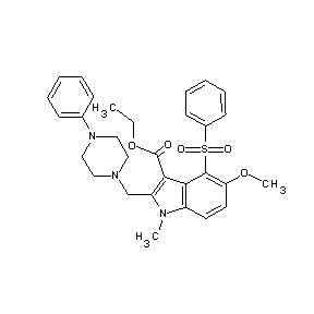 ST002380 ethyl 5-methoxy-1-methyl-2-[(4-phenylpiperazinyl)methyl]-4-(phenylsulfonyl)ind ole-3-carboxylate