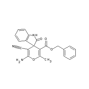 ST003381 phenylmethyl 6-amino-5-cyano-2-methyl-8-oxospiro[4H-pyran-4,3'-indoline]-3-car boxylate