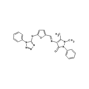 ST003932 4-{(1E)-2-[5-(1-phenyl(1,2,3,4-tetraazol-5-ylthio))(2-furyl)]-1-azavinyl}-2,3- dimethyl-1-phenyl-3-pyrazolin-5-one