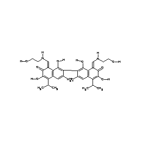 ST004331 7-(1,6-dihydroxy-8-{[(2-hydroxyethyl)amino]methylene}-3-methyl-5-(methylethyl) -7-oxo(2-naphthyl))-3,8-dihydroxy-1-{[(2-hydroxyethyl)amino]methylene}-6-methy l-4-(methylethyl)naphthalen-2-one Gossypol Derivative