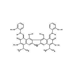 ST004332 7-(1,6-dihydroxy-8-{[(2-hydroxyphenyl)amino]methylene}-3-methyl-5-(methylethyl )-7-oxo(2-naphthyl))-3,8-dihydroxy-1-{[(2-hydroxyphenyl)amino]methylene}-6-met hyl-4-(methylethyl)naphthalen-2-one Gossypol Derivative