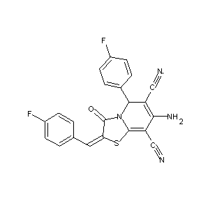 ST011282 7-amino-5-(4-fluorophenyl)-2-[(4-fluorophenyl)methylene]-3-oxo-4,5-dihydro-1,3 -thiazolidino[3,2-a]pyridine-6,8-dicarbonitrile