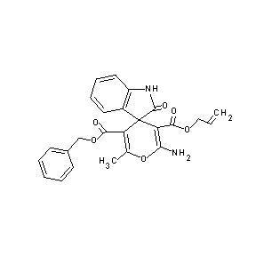 ST011309 phenylmethyl 6-amino-2-methyl-8-oxo-5-(prop-2-enyloxycarbonyl)spiro[4H-pyran-4 ,3'-indoline]-3-carboxylate
