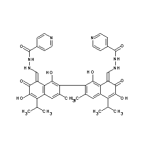 ST012887 N-({[7-(1,6-dihydroxy-3-methyl-5-(methylethyl)-7-oxo-8-{[(4-pyridylcarbonylami no)amino]methylene}(2-naphthyl))-3,8-dihydroxy-6-methyl-4-(methylethyl)-2-oxon aphthylidene]methyl}amino)-4-pyridylcarboxamide