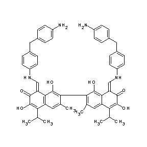 ST012890 1-[({4-[(4-aminophenyl)methyl]phenyl}amino)methylene]-7-{8-[({4-[(4-aminopheny l)methyl]phenyl}amino)methylene]-1,6-dihydroxy-3-methyl-5-(methylethyl)-7-oxo( 2-naphthyl)}-3,8-dihydroxy-6-methyl-4-(methylethyl)naphthalen-2-one Gossypol Derivative