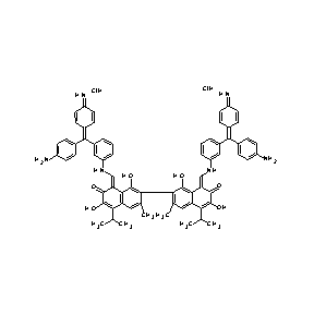 ST012896 1-[({3-[(4-aminophenyl)(4-iminocyclohexa-2,5-dienylidene)methyl]phenyl}amino)m ethylene]-7-{8-[({3-[(4-aminophenyl)(4-iminocyclohexa-2,5-dienylidene)methyl]p henyl}amino)methylene]-1,6-dihydroxy-3-methyl-5-(methylethyl)-7-oxo(2-naphthyl )}-3,8-di