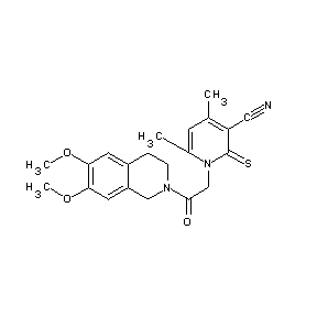 ST014044 1-[2-(6,7-dimethoxy(2-1,2,3,4-tetrahydroisoquinolyl))-2-oxoethyl]-4,6-dimethyl -2-thioxohydropyridine-3-carbonitrile