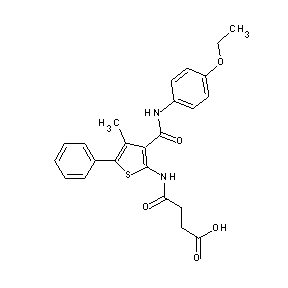 ST015520 3-(N-{3-[N-(4-ethoxyphenyl)carbamoyl]-4-methyl-5-phenyl-2-thienyl}carbamoyl)pr opanoic acid