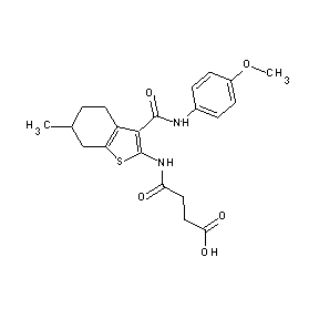 ST015543 3-(N-{3-[N-(4-methoxyphenyl)carbamoyl]-6-methyl-4,5,6,7-tetrahydrobenzo[b]thio phen-2-yl}carbamoyl)propanoic acid