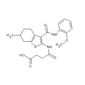 ST015985 3-(N-{3-[N-(2-methoxyphenyl)carbamoyl]-6-methyl-4,5,6,7-tetrahydrobenzo[b]thio phen-2-yl}carbamoyl)propanoic acid
