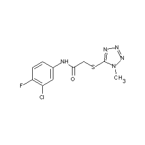 ST019007 N-(3-chloro-4-fluorophenyl)-2-(1-methyl(1,2,3,4-tetraazol-5-ylthio))acetamide