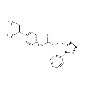 ST019044 N-[4-(methylpropyl)phenyl]-2-(1-phenyl(1,2,3,4-tetraazol-5-ylthio))acetamide