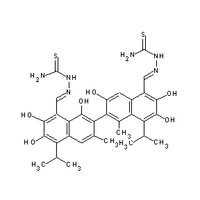 ST019346 8-{(1E)-2-[(aminothioxomethyl)amino]-2-azavinyl}-2-(5-{(1E)-2-[(aminothioxomet hyl)amino]-2-azavinyl}-3,6,7-trihydroxy-1-methyl-8-(methylethyl)(2-naphthyl))- 3-methyl-5-(methylethyl)naphthalene-1,6,7-triol Gossypol Derivative