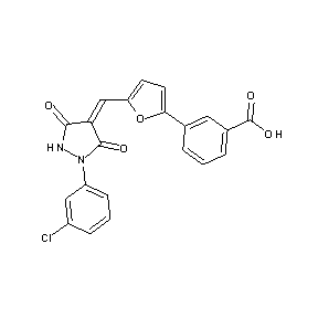 ST020475 3-(5-{[1-(3-chlorophenyl)-3,5-dioxo-1,2-diazolidin-4-ylidene]methyl}-2-furyl)b enzoic acid