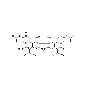 ST021166 ({[7-(1,6-dihydroxy-3-methyl-5-(methylethyl)-7-oxo-8-{[(sulfenamoylmethyl)amin o]methylene}(2-naphthyl))-3,8-dihydroxy-6-methyl-4-(methylethyl)-2-oxonaphthyl idene]methyl}amino)methanesulfenamide Gossypol Derivative