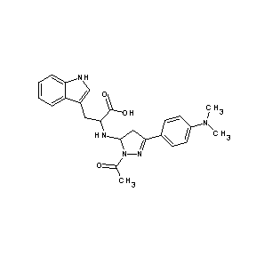 ST023885 2-({1-acetyl-3-[4-(dimethylamino)phenyl](2-pyrazolin-5-yl)}amino)-3-indol-3-yl propanoic acid