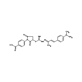 ST026961 4-{3-[({(1E,3E)-4-[4-(dimethylamino)phenyl]-2-methyl-1-azabuta-1,3-dienyl}amin o)iminomethylthio]-2,5-dioxoazolidinyl}benzoic acid