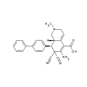 ST027539 (8aS,8R)-6-amino-7,7-dicyano-2-methyl-8-(4-phenylphenyl)-1,2,3,7,8,8a-hexahydr oisoquinoline-5-carboxylic acid
