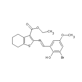ST029448 ethyl 2-[(1E)-2-(3-bromo-2-hydroxy-5-methoxyphenyl)-1-azavinyl]-4,5,6,7-tetrah ydrobenzo[b]thiophene-3-carboxylate