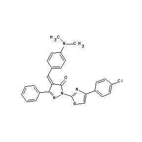 ST036408 4-{[4-(dimethylamino)phenyl]methylene}-1-[4-(4-chlorophenyl)(1,3-thiazol-2-yl) ]-3-phenyl-1,2-diazolin-5-one