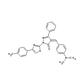 ST036642 4-{[4-(dimethylamino)phenyl]methylene}-1-[4-(4-methylphenyl)(1,3-thiazol-2-yl) ]-3-phenyl-1,2-diazolin-5-one