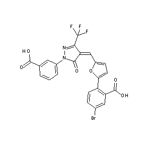 ST042011 5-bromo-2-(5-{[1-(3-carboxyphenyl)-5-oxo-3-(trifluoromethyl)(1,2-diazolin-4-yl idene)]methyl}(2-furyl))benzoic acid