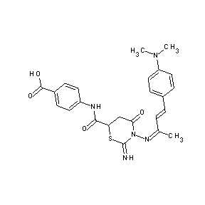 ST045254 4-[(3-{(1Z,3E)-4-[4-(dimethylamino)phenyl]-2-methyl-1-azabuta-1,3-dienyl}-2-im ino-4-oxo-1,3-thiazaperhydroin-6-yl)carbonylamino]benzoic acid