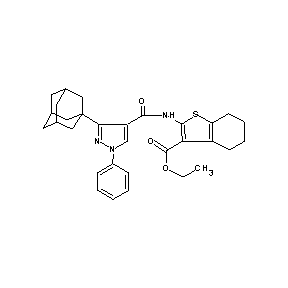 ST047493 ethyl 2-[(3-adamantanyl-1-phenylpyrazol-4-yl)carbonylamino]-4,5,6,7-tetrahydro benzo[b]thiophene-3-carboxylate