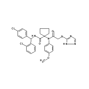 ST051203 2-(1H-1,2,4-triazol-5-ylthio)-N-({N-[bis(4-chlorophenyl)methyl]carbamoyl}cyclo pentyl)-N-(4-methoxyphenyl)acetamide