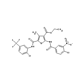ST052152 ethyl 2-[(4-chloro-3-nitrophenyl)carbonylamino]-5-{N-[2-chloro-5-(trifluoromet hyl)phenyl]carbamoyl}-4-methylthiophene-3-carboxylate