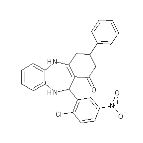 ST052153 11-(2-chloro-5-nitrophenyl)-3-phenyl-2,3,4-trihydro-5H,10H,11H-benzo[b]benzo[2 ,1-f]1,4-diazepin-1-one