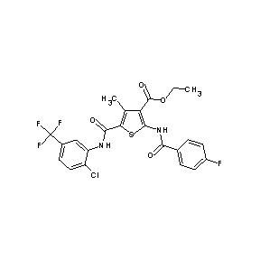 ST052154 ethyl 5-{N-[2-chloro-5-(trifluoromethyl)phenyl]carbamoyl}-2-[(4-fluorophenyl)c arbonylamino]-4-methylthiophene-3-carboxylate