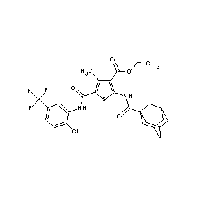 ST052163 ethyl 2-(adamantanylcarbonylamino)-5-{N-[2-chloro-5-(trifluoromethyl)phenyl]ca rbamoyl}-4-methylthiophene-3-carboxylate