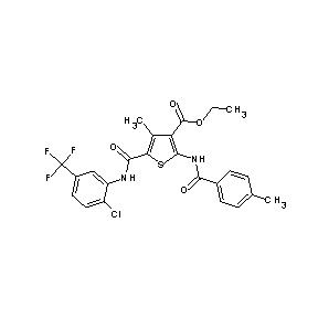 ST052165 ethyl 5-{N-[2-chloro-5-(trifluoromethyl)phenyl]carbamoyl}-4-methyl-2-[(4-methy lphenyl)carbonylamino]thiophene-3-carboxylate