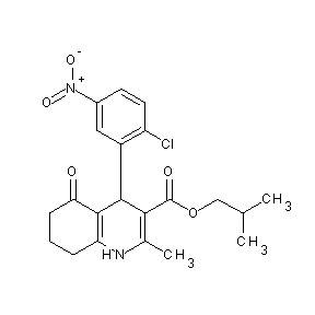 ST052351 2-methylpropyl 4-(2-chloro-5-nitrophenyl)-2-methyl-5-oxo-1,4,6,7,8-pentahydroq uinoline-3-carboxylate