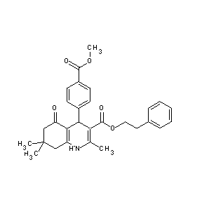 ST052376 methyl 4-{2,7,7-trimethyl-5-oxo-3-[(2-phenylethyl)oxycarbonyl]-4-1,4,6,7,8-pen tahydroquinolyl}benzoate